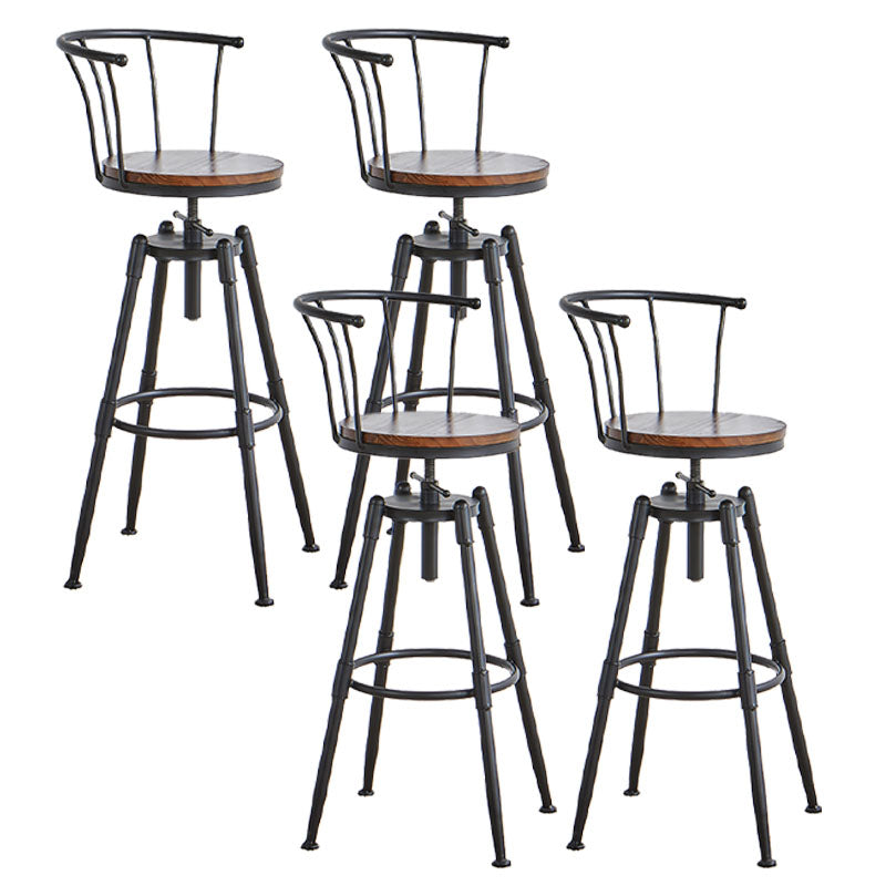 Industrial Style Bar-stool Metal 4 Legs Round Seat Barstool for Kitchen Bar Natural 4 Piece Set Clearhalo 'Bar Furniture' 'Bar Stools' 'bar_stools' 'furn' 'furn_bar_stools' 'furniture_bar_stools' 'Kitchen & Dining Furniture' 'kitchen&dining_furn' 'kitchen' 'kitchen_furn' Furniture' 4471798