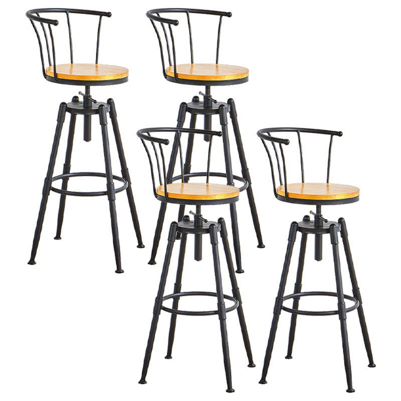 Industrial Style Bar-stool Metal 4 Legs Round Seat Barstool for Kitchen Bar Light Wood 4 Piece Set Clearhalo 'Bar Furniture' 'Bar Stools' 'bar_stools' 'furn' 'furn_bar_stools' 'furniture_bar_stools' 'Kitchen & Dining Furniture' 'kitchen&dining_furn' 'kitchen' 'kitchen_furn' Furniture' 4471800