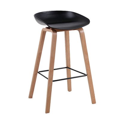 Scandinavia Style Bar-stool Wooden Legs PP Bucket Seat Barstool for Bar Kitchen Black 1 Piece Counter Stool(26"H) Clearhalo 'Bar Furniture' 'Bar Stools' 'bar_stools' 'furn' 'furn_bar_stools' 'furniture_bar_stools' 'Kitchen & Dining Furniture' 'kitchen&dining_furn' 'kitchen' 'kitchen_furn' Furniture' 4471803