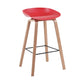 Scandinavia Style Bar-stool Wooden Legs PP Bucket Seat Barstool for Bar Kitchen Red 1 Piece Counter Stool(26"H) Clearhalo 'Bar Furniture' 'Bar Stools' 'bar_stools' 'furn' 'furn_bar_stools' 'furniture_bar_stools' 'Kitchen & Dining Furniture' 'kitchen&dining_furn' 'kitchen' 'kitchen_furn' Furniture' 4471807