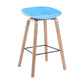 Scandinavia Style Bar-stool Wooden Legs PP Bucket Seat Barstool for Bar Kitchen Blue 1 Piece Counter Stool(26"H) Clearhalo 'Bar Furniture' 'Bar Stools' 'bar_stools' 'furn' 'furn_bar_stools' 'furniture_bar_stools' 'Kitchen & Dining Furniture' 'kitchen&dining_furn' 'kitchen' 'kitchen_furn' Furniture' 4471809