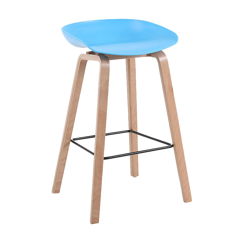 Scandinavia Style Bar-stool Wooden Legs PP Bucket Seat Barstool for Bar Kitchen Blue 1 Piece Counter Stool(26"H) Clearhalo 'Bar Furniture' 'Bar Stools' 'bar_stools' 'furn' 'furn_bar_stools' 'furniture_bar_stools' 'Kitchen & Dining Furniture' 'kitchen&dining_furn' 'kitchen' 'kitchen_furn' Furniture' 4471809