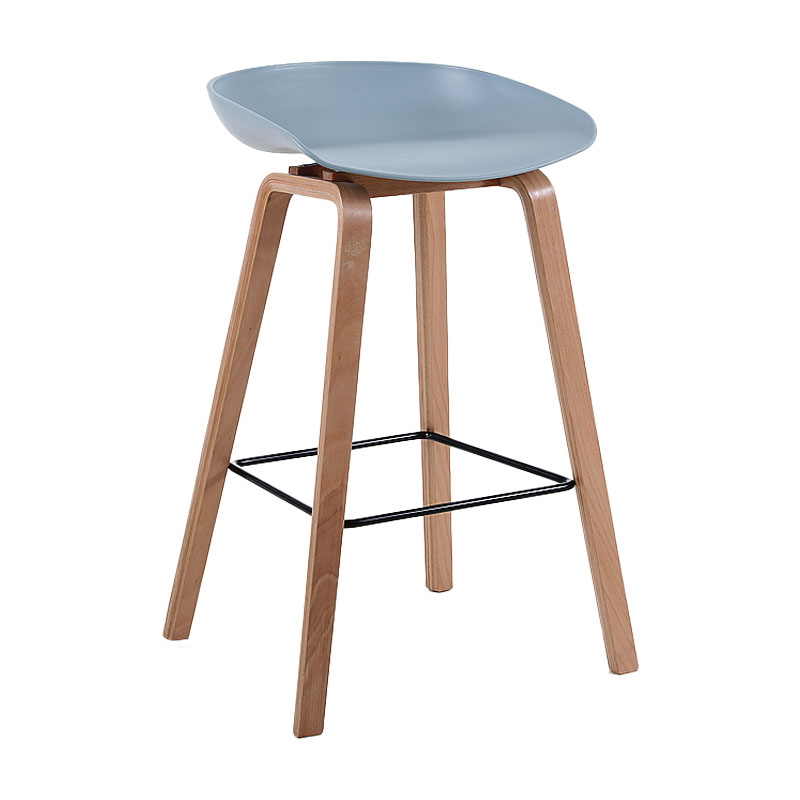Scandinavia Style Bar-stool Wooden Legs PP Bucket Seat Barstool for Bar Kitchen Pewter 1 Piece Counter Stool(26"H) Clearhalo 'Bar Furniture' 'Bar Stools' 'bar_stools' 'furn' 'furn_bar_stools' 'furniture_bar_stools' 'Kitchen & Dining Furniture' 'kitchen&dining_furn' 'kitchen' 'kitchen_furn' Furniture' 4471810
