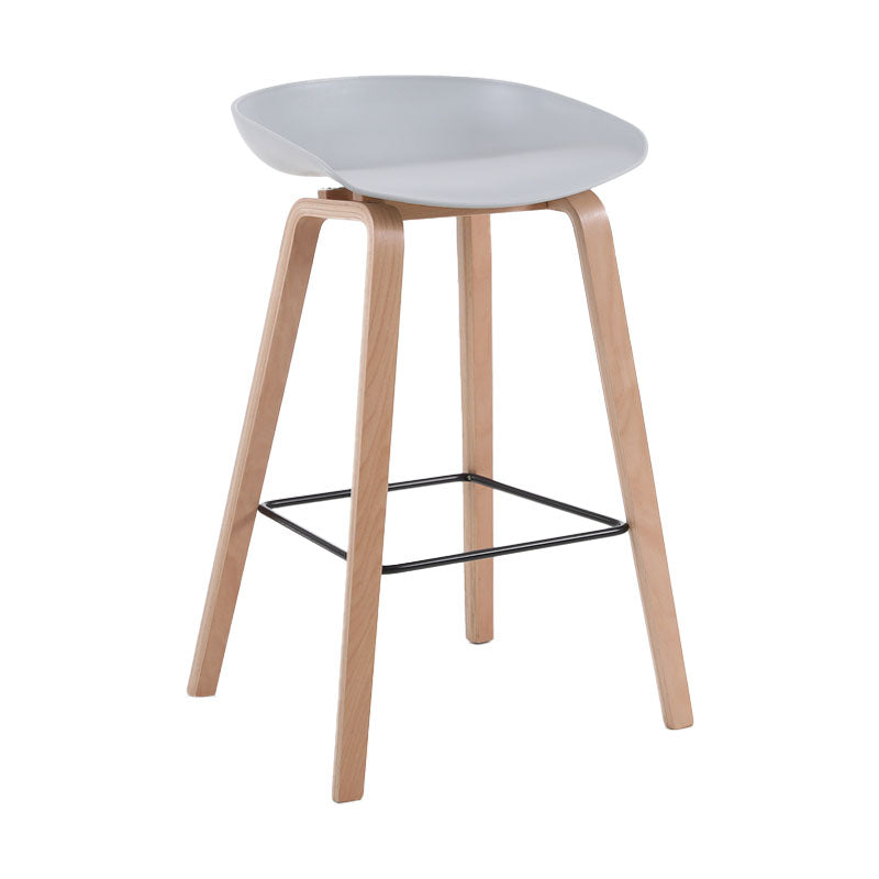 Scandinavia Style Bar-stool Wooden Legs PP Bucket Seat Barstool for Bar Kitchen Light Gray 1 Piece Counter Stool(26"H) Clearhalo 'Bar Furniture' 'Bar Stools' 'bar_stools' 'furn' 'furn_bar_stools' 'furniture_bar_stools' 'Kitchen & Dining Furniture' 'kitchen&dining_furn' 'kitchen' 'kitchen_furn' Furniture' 4471813