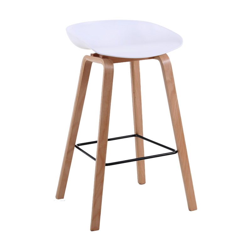 Scandinavia Style Bar-stool Wooden Legs PP Bucket Seat Barstool for Bar Kitchen White 1 Piece Counter Stool(26"H) Clearhalo 'Bar Furniture' 'Bar Stools' 'bar_stools' 'furn' 'furn_bar_stools' 'furniture_bar_stools' 'Kitchen & Dining Furniture' 'kitchen&dining_furn' 'kitchen' 'kitchen_furn' Furniture' 4471814
