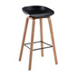 Scandinavia Style Bar-stool Wooden Legs PP Bucket Seat Barstool for Bar Kitchen Black 1 Piece Bar Stool(30"H) Clearhalo 'Bar Furniture' 'Bar Stools' 'bar_stools' 'furn' 'furn_bar_stools' 'furniture_bar_stools' 'Kitchen & Dining Furniture' 'kitchen&dining_furn' 'kitchen' 'kitchen_furn' Furniture' 4471816