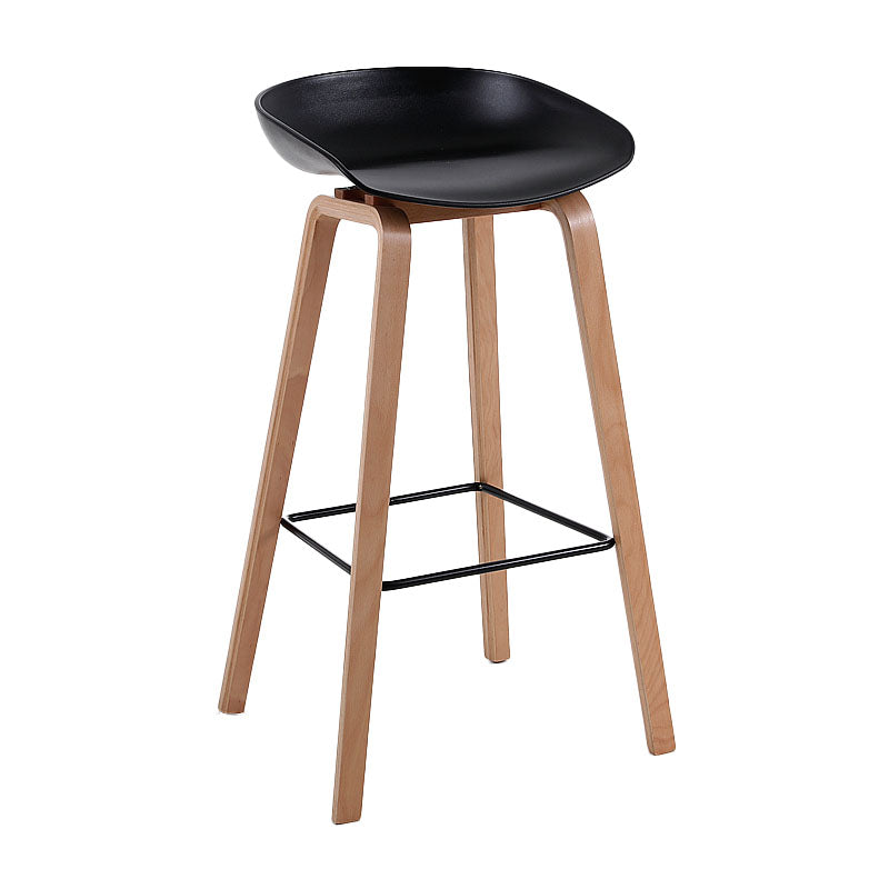 Scandinavia Style Bar-stool Wooden Legs PP Bucket Seat Barstool for Bar Kitchen Black 1 Piece Bar Stool(30"H) Clearhalo 'Bar Furniture' 'Bar Stools' 'bar_stools' 'furn' 'furn_bar_stools' 'furniture_bar_stools' 'Kitchen & Dining Furniture' 'kitchen&dining_furn' 'kitchen' 'kitchen_furn' Furniture' 4471816