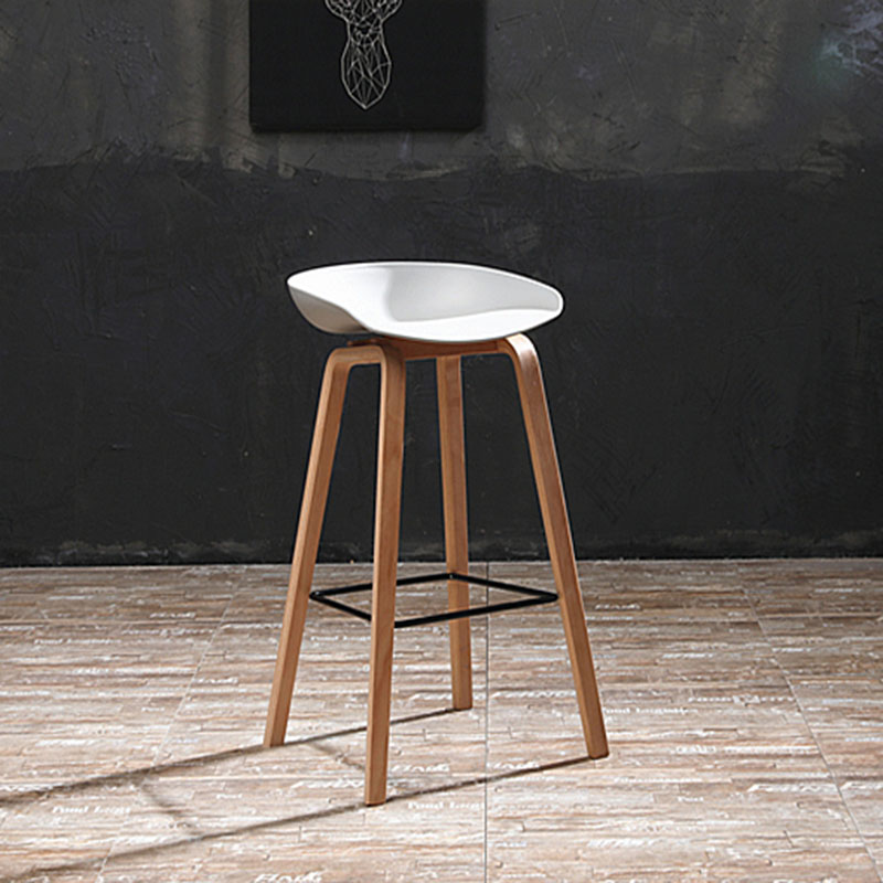 Scandinavia Style Bar-stool Wooden Legs PP Bucket Seat Barstool for Bar Kitchen Clearhalo 'Bar Furniture' 'Bar Stools' 'bar_stools' 'furn' 'furn_bar_stools' 'furniture_bar_stools' 'Kitchen & Dining Furniture' 'kitchen&dining_furn' 'kitchen' 'kitchen_furn' Furniture' 4471817