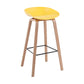 Scandinavia Style Bar-stool Wooden Legs PP Bucket Seat Barstool for Bar Kitchen Yellow 1 Piece Bar Stool(30"H) Clearhalo 'Bar Furniture' 'Bar Stools' 'bar_stools' 'furn' 'furn_bar_stools' 'furniture_bar_stools' 'Kitchen & Dining Furniture' 'kitchen&dining_furn' 'kitchen' 'kitchen_furn' Furniture' 4471818