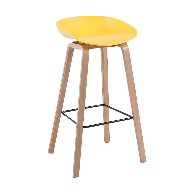 Scandinavia Style Bar-stool Wooden Legs PP Bucket Seat Barstool for Bar Kitchen Yellow 1 Piece Bar Stool(30"H) Clearhalo 'Bar Furniture' 'Bar Stools' 'bar_stools' 'furn' 'furn_bar_stools' 'furniture_bar_stools' 'Kitchen & Dining Furniture' 'kitchen&dining_furn' 'kitchen' 'kitchen_furn' Furniture' 4471818