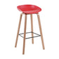 Scandinavia Style Bar-stool Wooden Legs PP Bucket Seat Barstool for Bar Kitchen Red 1 Piece Bar Stool(30"H) Clearhalo 'Bar Furniture' 'Bar Stools' 'bar_stools' 'furn' 'furn_bar_stools' 'furniture_bar_stools' 'Kitchen & Dining Furniture' 'kitchen&dining_furn' 'kitchen' 'kitchen_furn' Furniture' 4471821