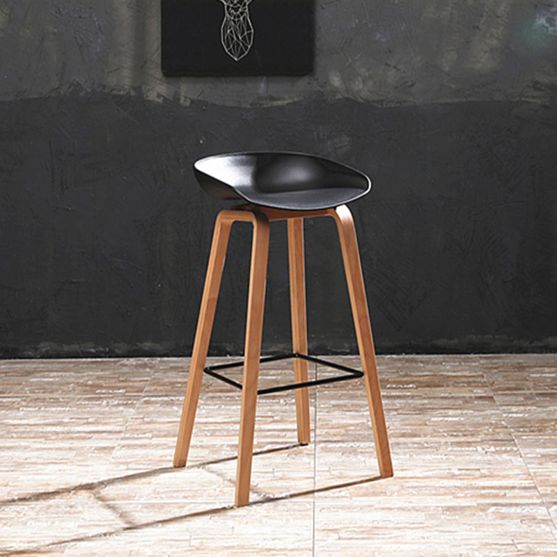 Scandinavia Style Bar-stool Wooden Legs PP Bucket Seat Barstool for Bar Kitchen Clearhalo 'Bar Furniture' 'Bar Stools' 'bar_stools' 'furn' 'furn_bar_stools' 'furniture_bar_stools' 'Kitchen & Dining Furniture' 'kitchen&dining_furn' 'kitchen' 'kitchen_furn' Furniture' 4471822
