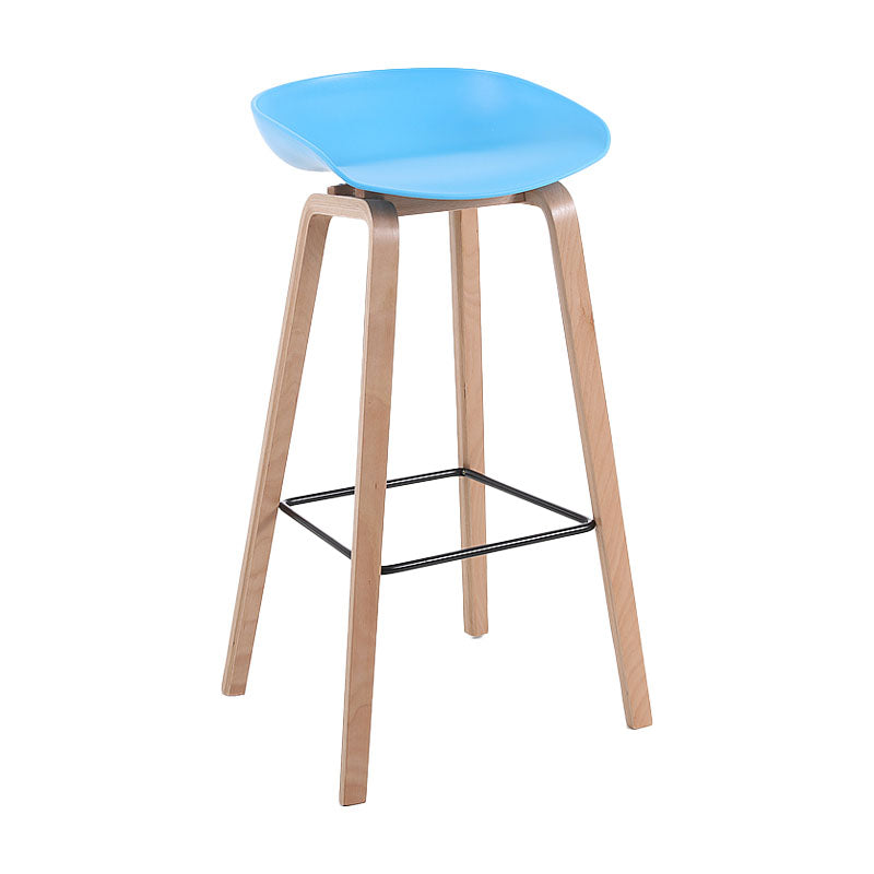 Scandinavia Style Bar-stool Wooden Legs PP Bucket Seat Barstool for Bar Kitchen Blue 1 Piece Bar Stool(30"H) Clearhalo 'Bar Furniture' 'Bar Stools' 'bar_stools' 'furn' 'furn_bar_stools' 'furniture_bar_stools' 'Kitchen & Dining Furniture' 'kitchen&dining_furn' 'kitchen' 'kitchen_furn' Furniture' 4471823