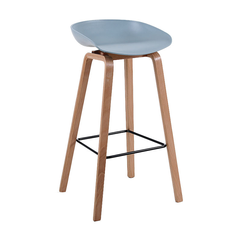 Scandinavia Style Bar-stool Wooden Legs PP Bucket Seat Barstool for Bar Kitchen Pewter 1 Piece Bar Stool(30"H) Clearhalo 'Bar Furniture' 'Bar Stools' 'bar_stools' 'furn' 'furn_bar_stools' 'furniture_bar_stools' 'Kitchen & Dining Furniture' 'kitchen&dining_furn' 'kitchen' 'kitchen_furn' Furniture' 4471825