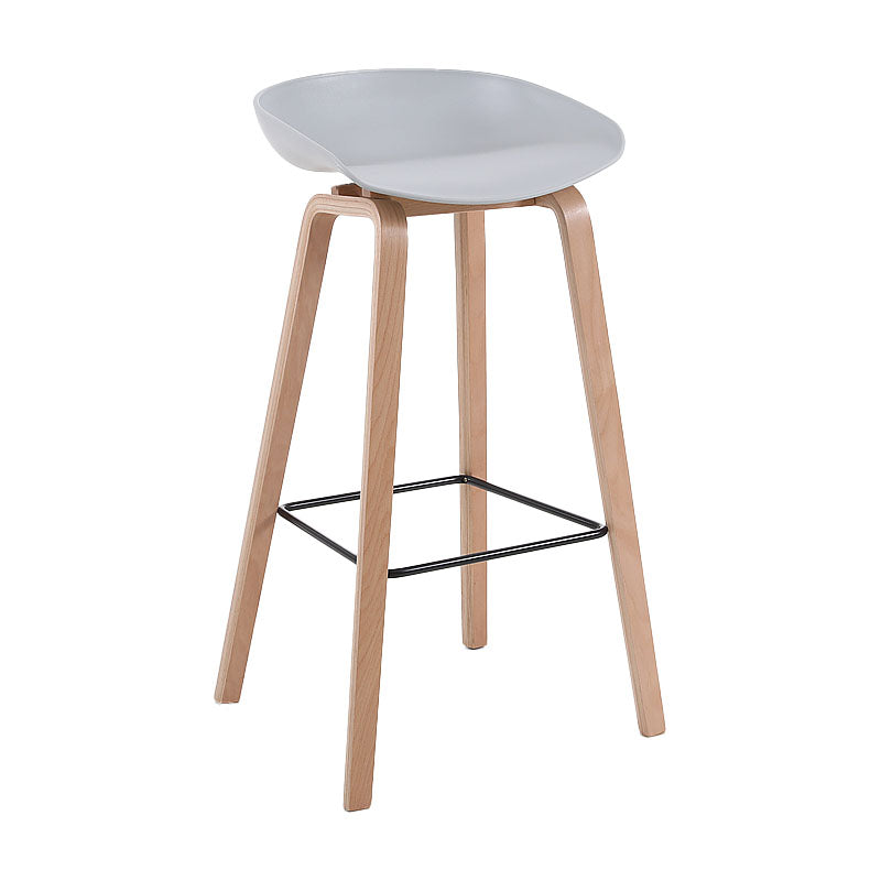 Scandinavia Style Bar-stool Wooden Legs PP Bucket Seat Barstool for Bar Kitchen Light Gray 1 Piece Bar Stool(30"H) Clearhalo 'Bar Furniture' 'Bar Stools' 'bar_stools' 'furn' 'furn_bar_stools' 'furniture_bar_stools' 'Kitchen & Dining Furniture' 'kitchen&dining_furn' 'kitchen' 'kitchen_furn' Furniture' 4471827