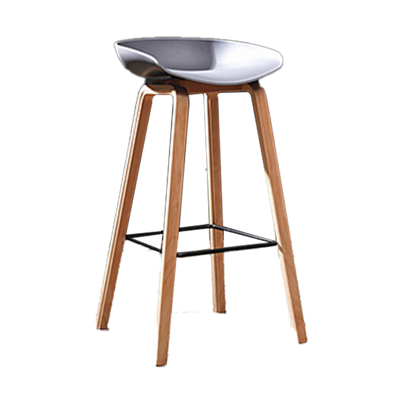 Scandinavia Style Bar-stool Wooden Legs PP Bucket Seat Barstool for Bar Kitchen Dark Gray 1 Piece Clearhalo 'Bar Furniture' 'Bar Stools' 'bar_stools' 'furn' 'furn_bar_stools' 'furniture_bar_stools' 'Kitchen & Dining Furniture' 'kitchen&dining_furn' 'kitchen' 'kitchen_furn' Furniture' 4471829