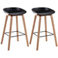 Scandinavia Style Bar-stool Wooden Legs PP Bucket Seat Barstool for Bar Kitchen Black 2 Piece Set Counter Stool(26"H) Clearhalo 'Bar Furniture' 'Bar Stools' 'bar_stools' 'furn' 'furn_bar_stools' 'furniture_bar_stools' 'Kitchen & Dining Furniture' 'kitchen&dining_furn' 'kitchen' 'kitchen_furn' Furniture' 4471830