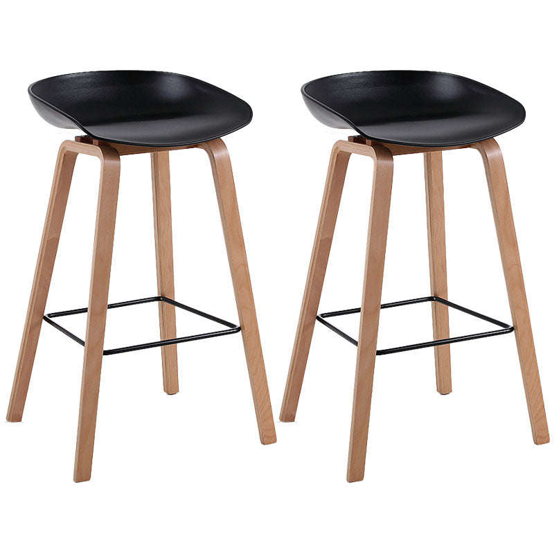 Scandinavia Style Bar-stool Wooden Legs PP Bucket Seat Barstool for Bar Kitchen Black 2 Piece Set Counter Stool(26"H) Clearhalo 'Bar Furniture' 'Bar Stools' 'bar_stools' 'furn' 'furn_bar_stools' 'furniture_bar_stools' 'Kitchen & Dining Furniture' 'kitchen&dining_furn' 'kitchen' 'kitchen_furn' Furniture' 4471830