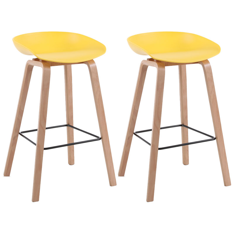 Scandinavia Style Bar-stool Wooden Legs PP Bucket Seat Barstool for Bar Kitchen Yellow 2 Piece Set Counter Stool(26"H) Clearhalo 'Bar Furniture' 'Bar Stools' 'bar_stools' 'furn' 'furn_bar_stools' 'furniture_bar_stools' 'Kitchen & Dining Furniture' 'kitchen&dining_furn' 'kitchen' 'kitchen_furn' Furniture' 4471831