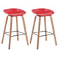 Scandinavia Style Bar-stool Wooden Legs PP Bucket Seat Barstool for Bar Kitchen Red 2 Piece Set Counter Stool(26"H) Clearhalo 'Bar Furniture' 'Bar Stools' 'bar_stools' 'furn' 'furn_bar_stools' 'furniture_bar_stools' 'Kitchen & Dining Furniture' 'kitchen&dining_furn' 'kitchen' 'kitchen_furn' Furniture' 4471832
