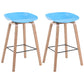 Scandinavia Style Bar-stool Wooden Legs PP Bucket Seat Barstool for Bar Kitchen Blue 2 Piece Set Counter Stool(26"H) Clearhalo 'Bar Furniture' 'Bar Stools' 'bar_stools' 'furn' 'furn_bar_stools' 'furniture_bar_stools' 'Kitchen & Dining Furniture' 'kitchen&dining_furn' 'kitchen' 'kitchen_furn' Furniture' 4471833