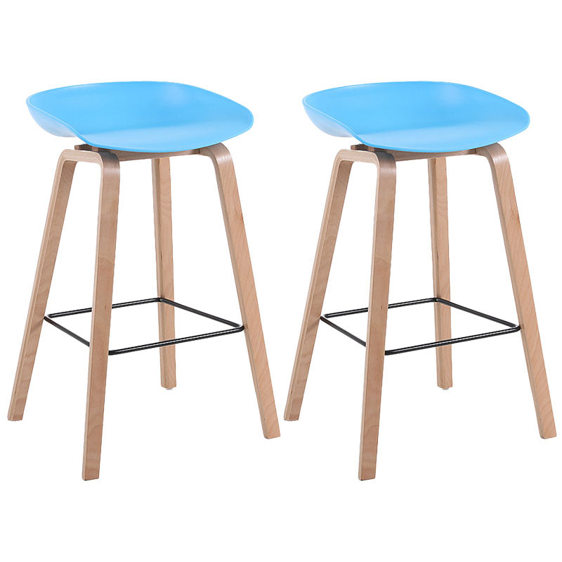 Scandinavia Style Bar-stool Wooden Legs PP Bucket Seat Barstool for Bar Kitchen Blue 2 Piece Set Counter Stool(26"H) Clearhalo 'Bar Furniture' 'Bar Stools' 'bar_stools' 'furn' 'furn_bar_stools' 'furniture_bar_stools' 'Kitchen & Dining Furniture' 'kitchen&dining_furn' 'kitchen' 'kitchen_furn' Furniture' 4471833