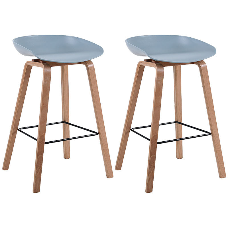 Scandinavia Style Bar-stool Wooden Legs PP Bucket Seat Barstool for Bar Kitchen Pewter 2 Piece Set Counter Stool(26"H) Clearhalo 'Bar Furniture' 'Bar Stools' 'bar_stools' 'furn' 'furn_bar_stools' 'furniture_bar_stools' 'Kitchen & Dining Furniture' 'kitchen&dining_furn' 'kitchen' 'kitchen_furn' Furniture' 4471834