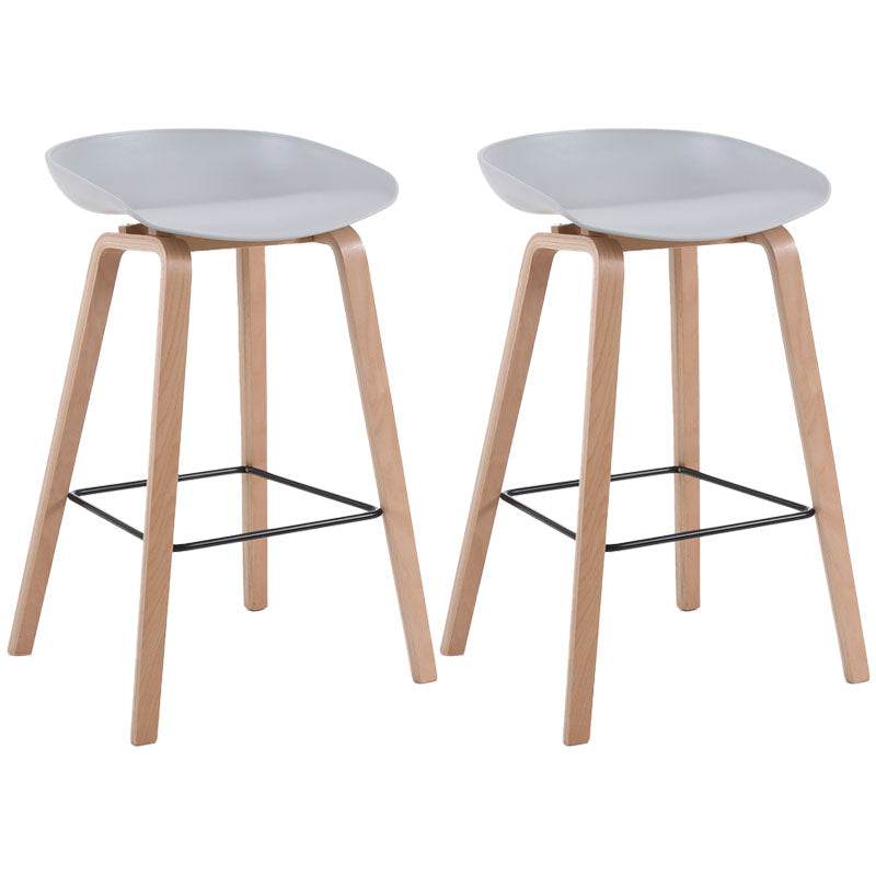 Scandinavia Style Bar-stool Wooden Legs PP Bucket Seat Barstool for Bar Kitchen Light Gray 2 Piece Set Counter Stool(26"H) Clearhalo 'Bar Furniture' 'Bar Stools' 'bar_stools' 'furn' 'furn_bar_stools' 'furniture_bar_stools' 'Kitchen & Dining Furniture' 'kitchen&dining_furn' 'kitchen' 'kitchen_furn' Furniture' 4471835