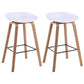 Scandinavia Style Bar-stool Wooden Legs PP Bucket Seat Barstool for Bar Kitchen White 2 Piece Set Counter Stool(26"H) Clearhalo 'Bar Furniture' 'Bar Stools' 'bar_stools' 'furn' 'furn_bar_stools' 'furniture_bar_stools' 'Kitchen & Dining Furniture' 'kitchen&dining_furn' 'kitchen' 'kitchen_furn' Furniture' 4471836