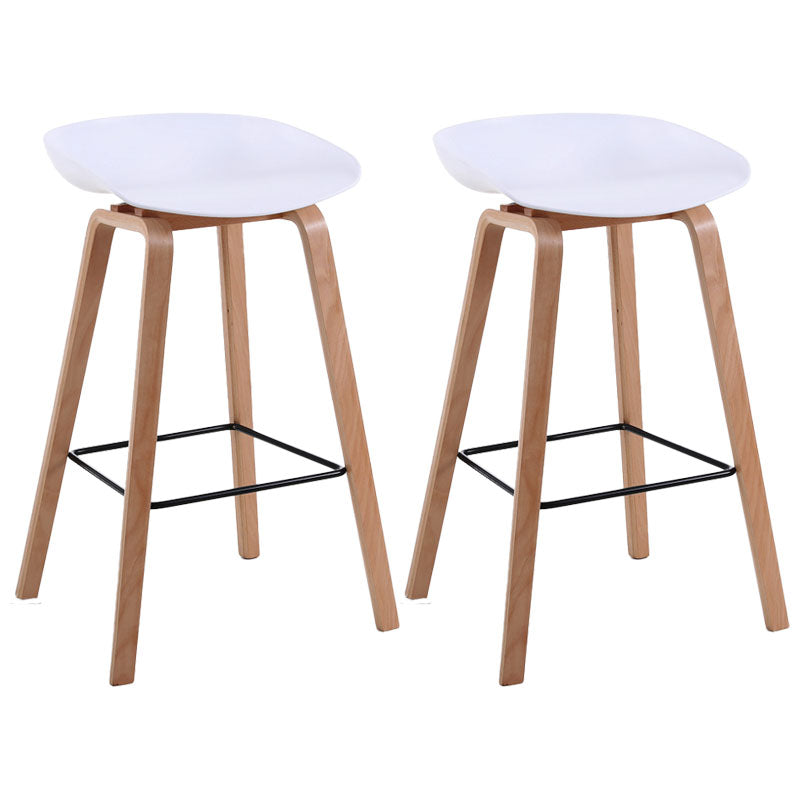 Scandinavia Style Bar-stool Wooden Legs PP Bucket Seat Barstool for Bar Kitchen White 2 Piece Set Counter Stool(26"H) Clearhalo 'Bar Furniture' 'Bar Stools' 'bar_stools' 'furn' 'furn_bar_stools' 'furniture_bar_stools' 'Kitchen & Dining Furniture' 'kitchen&dining_furn' 'kitchen' 'kitchen_furn' Furniture' 4471836