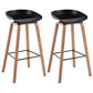 Scandinavia Style Bar-stool Wooden Legs PP Bucket Seat Barstool for Bar Kitchen Black 2 Piece Set Bar Stool(30"H) Clearhalo 'Bar Furniture' 'Bar Stools' 'bar_stools' 'furn' 'furn_bar_stools' 'furniture_bar_stools' 'Kitchen & Dining Furniture' 'kitchen&dining_furn' 'kitchen' 'kitchen_furn' Furniture' 4471837