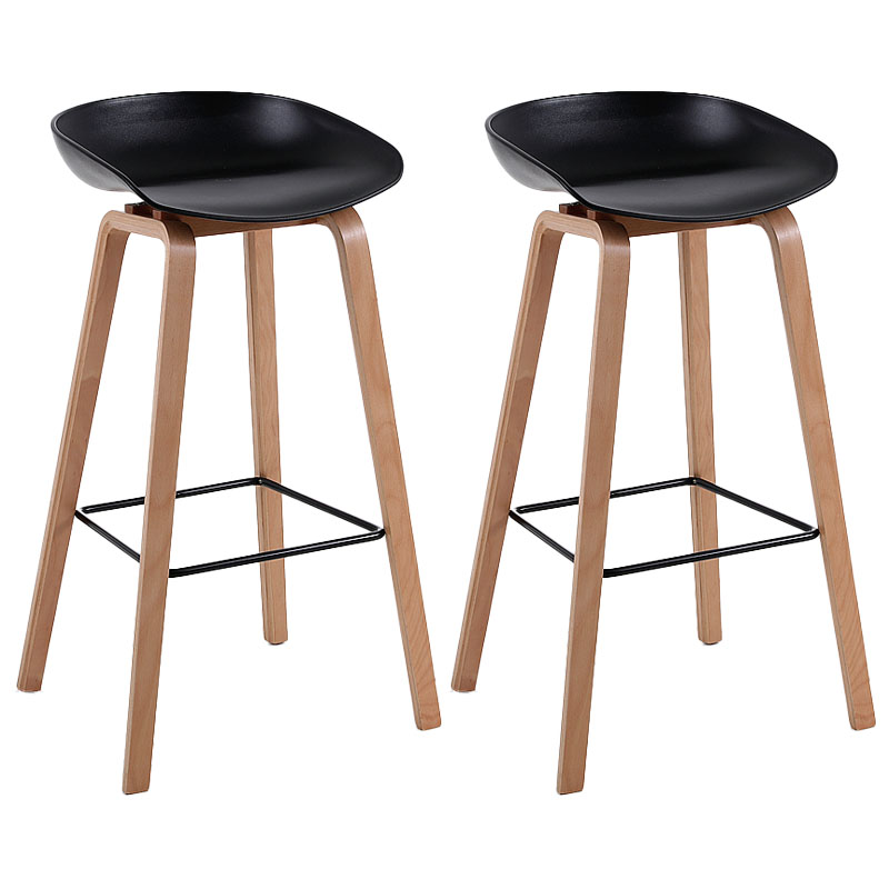 Scandinavia Style Bar-stool Wooden Legs PP Bucket Seat Barstool for Bar Kitchen Black 2 Piece Set Bar Stool(30"H) Clearhalo 'Bar Furniture' 'Bar Stools' 'bar_stools' 'furn' 'furn_bar_stools' 'furniture_bar_stools' 'Kitchen & Dining Furniture' 'kitchen&dining_furn' 'kitchen' 'kitchen_furn' Furniture' 4471837