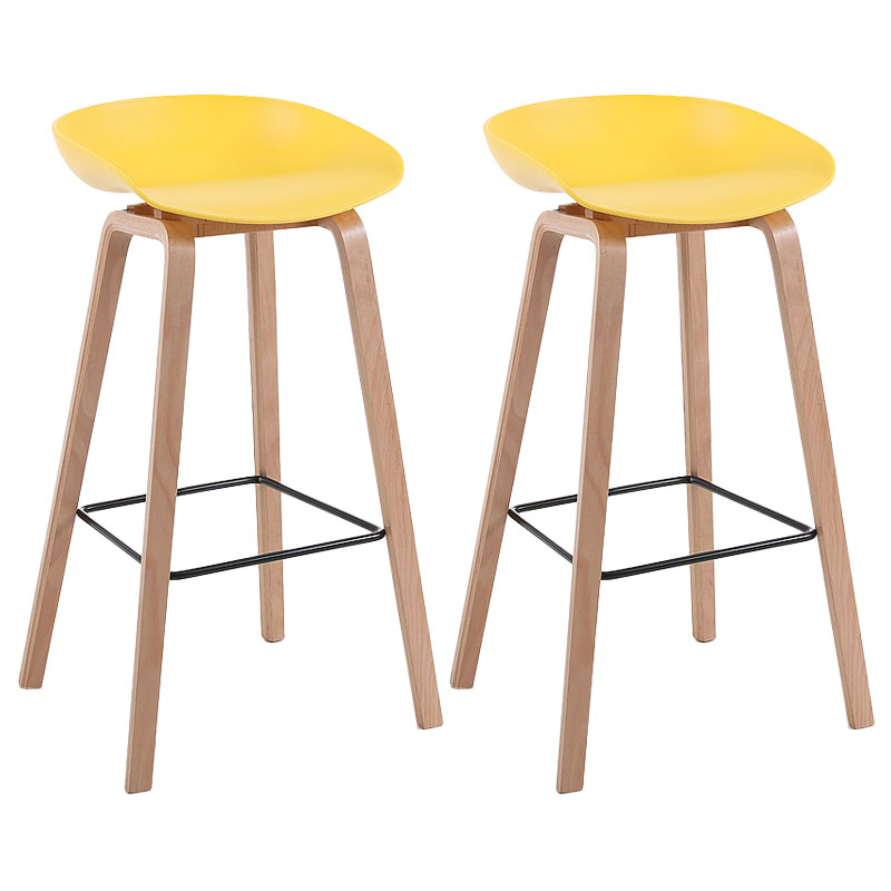 Scandinavia Style Bar-stool Wooden Legs PP Bucket Seat Barstool for Bar Kitchen Yellow 2 Piece Set Bar Stool(30"H) Clearhalo 'Bar Furniture' 'Bar Stools' 'bar_stools' 'furn' 'furn_bar_stools' 'furniture_bar_stools' 'Kitchen & Dining Furniture' 'kitchen&dining_furn' 'kitchen' 'kitchen_furn' Furniture' 4471838