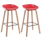 Scandinavia Style Bar-stool Wooden Legs PP Bucket Seat Barstool for Bar Kitchen Red 2 Piece Set Bar Stool(30"H) Clearhalo 'Bar Furniture' 'Bar Stools' 'bar_stools' 'furn' 'furn_bar_stools' 'furniture_bar_stools' 'Kitchen & Dining Furniture' 'kitchen&dining_furn' 'kitchen' 'kitchen_furn' Furniture' 4471839
