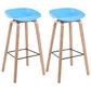 Scandinavia Style Bar-stool Wooden Legs PP Bucket Seat Barstool for Bar Kitchen Blue 2 Piece Set Bar Stool(30"H) Clearhalo 'Bar Furniture' 'Bar Stools' 'bar_stools' 'furn' 'furn_bar_stools' 'furniture_bar_stools' 'Kitchen & Dining Furniture' 'kitchen&dining_furn' 'kitchen' 'kitchen_furn' Furniture' 4471840