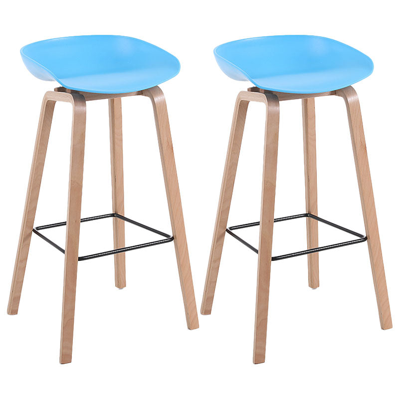 Scandinavia Style Bar-stool Wooden Legs PP Bucket Seat Barstool for Bar Kitchen Blue 2 Piece Set Bar Stool(30"H) Clearhalo 'Bar Furniture' 'Bar Stools' 'bar_stools' 'furn' 'furn_bar_stools' 'furniture_bar_stools' 'Kitchen & Dining Furniture' 'kitchen&dining_furn' 'kitchen' 'kitchen_furn' Furniture' 4471840