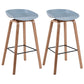 Scandinavia Style Bar-stool Wooden Legs PP Bucket Seat Barstool for Bar Kitchen Pewter 2 Piece Set Bar Stool(30"H) Clearhalo 'Bar Furniture' 'Bar Stools' 'bar_stools' 'furn' 'furn_bar_stools' 'furniture_bar_stools' 'Kitchen & Dining Furniture' 'kitchen&dining_furn' 'kitchen' 'kitchen_furn' Furniture' 4471841