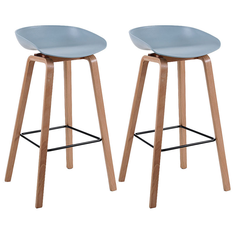 Scandinavia Style Bar-stool Wooden Legs PP Bucket Seat Barstool for Bar Kitchen Pewter 2 Piece Set Bar Stool(30"H) Clearhalo 'Bar Furniture' 'Bar Stools' 'bar_stools' 'furn' 'furn_bar_stools' 'furniture_bar_stools' 'Kitchen & Dining Furniture' 'kitchen&dining_furn' 'kitchen' 'kitchen_furn' Furniture' 4471841