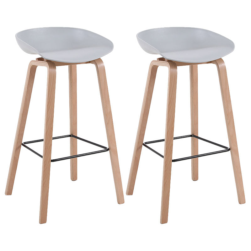 Scandinavia Style Bar-stool Wooden Legs PP Bucket Seat Barstool for Bar Kitchen Light Gray 2 Piece Set Bar Stool(30"H) Clearhalo 'Bar Furniture' 'Bar Stools' 'bar_stools' 'furn' 'furn_bar_stools' 'furniture_bar_stools' 'Kitchen & Dining Furniture' 'kitchen&dining_furn' 'kitchen' 'kitchen_furn' Furniture' 4471842