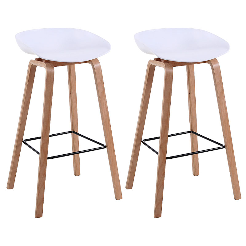 Scandinavia Style Bar-stool Wooden Legs PP Bucket Seat Barstool for Bar Kitchen White 2 Piece Set Bar Stool(30"H) Clearhalo 'Bar Furniture' 'Bar Stools' 'bar_stools' 'furn' 'furn_bar_stools' 'furniture_bar_stools' 'Kitchen & Dining Furniture' 'kitchen&dining_furn' 'kitchen' 'kitchen_furn' Furniture' 4471843