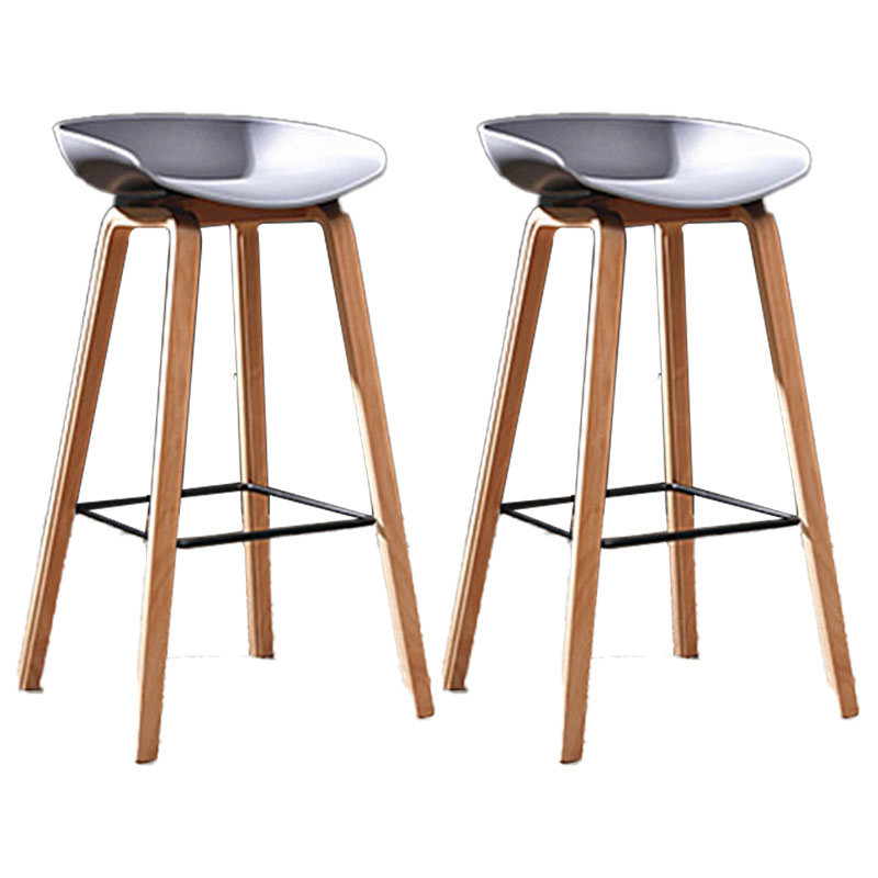 Scandinavia Style Bar-stool Wooden Legs PP Bucket Seat Barstool for Bar Kitchen Dark Gray 2 Piece Set Clearhalo 'Bar Furniture' 'Bar Stools' 'bar_stools' 'furn' 'furn_bar_stools' 'furniture_bar_stools' 'Kitchen & Dining Furniture' 'kitchen&dining_furn' 'kitchen' 'kitchen_furn' Furniture' 4471844