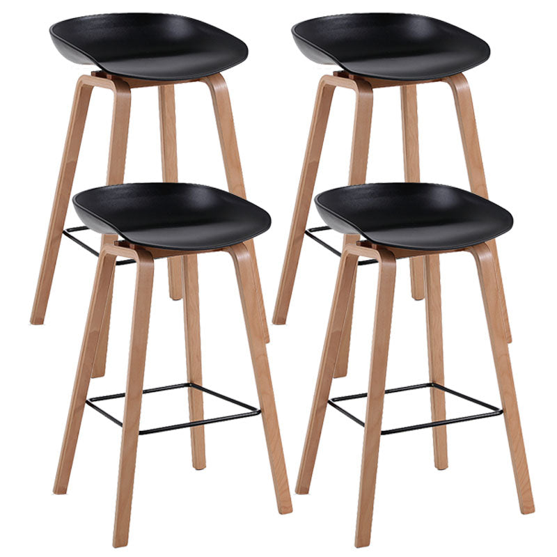 Scandinavia Style Bar-stool Wooden Legs PP Bucket Seat Barstool for Bar Kitchen Black 4 Piece Set Counter Stool(26"H) Clearhalo 'Bar Furniture' 'Bar Stools' 'bar_stools' 'furn' 'furn_bar_stools' 'furniture_bar_stools' 'Kitchen & Dining Furniture' 'kitchen&dining_furn' 'kitchen' 'kitchen_furn' Furniture' 4471845