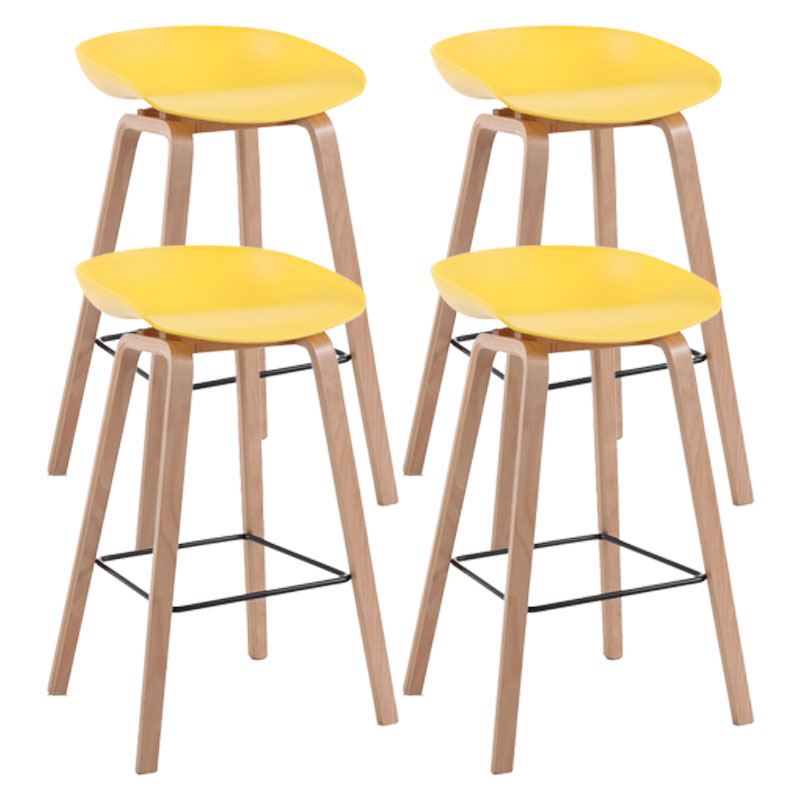 Scandinavia Style Bar-stool Wooden Legs PP Bucket Seat Barstool for Bar Kitchen Yellow 4 Piece Set Counter Stool(26"H) Clearhalo 'Bar Furniture' 'Bar Stools' 'bar_stools' 'furn' 'furn_bar_stools' 'furniture_bar_stools' 'Kitchen & Dining Furniture' 'kitchen&dining_furn' 'kitchen' 'kitchen_furn' Furniture' 4471846