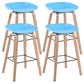 Scandinavia Style Bar-stool Wooden Legs PP Bucket Seat Barstool for Bar Kitchen Blue 4 Piece Set Counter Stool(26"H) Clearhalo 'Bar Furniture' 'Bar Stools' 'bar_stools' 'furn' 'furn_bar_stools' 'furniture_bar_stools' 'Kitchen & Dining Furniture' 'kitchen&dining_furn' 'kitchen' 'kitchen_furn' Furniture' 4471848
