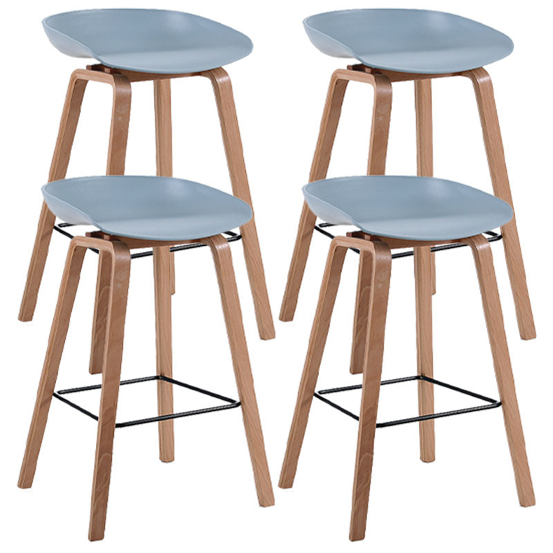 Scandinavia Style Bar-stool Wooden Legs PP Bucket Seat Barstool for Bar Kitchen Pewter 4 Piece Set Counter Stool(26"H) Clearhalo 'Bar Furniture' 'Bar Stools' 'bar_stools' 'furn' 'furn_bar_stools' 'furniture_bar_stools' 'Kitchen & Dining Furniture' 'kitchen&dining_furn' 'kitchen' 'kitchen_furn' Furniture' 4471849