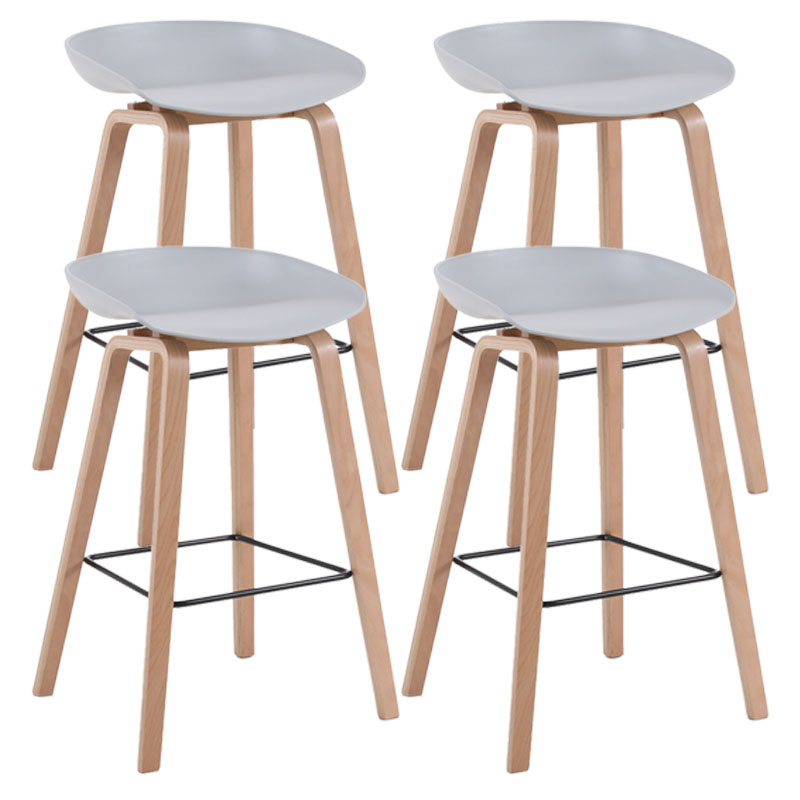 Scandinavia Style Bar-stool Wooden Legs PP Bucket Seat Barstool for Bar Kitchen Light Gray 4 Piece Set Counter Stool(26"H) Clearhalo 'Bar Furniture' 'Bar Stools' 'bar_stools' 'furn' 'furn_bar_stools' 'furniture_bar_stools' 'Kitchen & Dining Furniture' 'kitchen&dining_furn' 'kitchen' 'kitchen_furn' Furniture' 4471850
