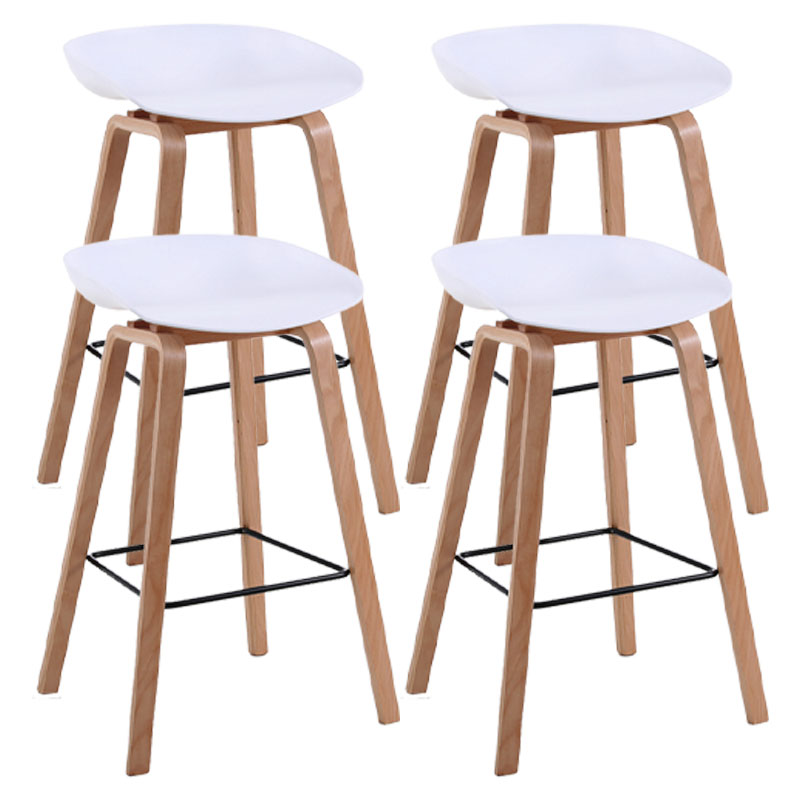 Scandinavia Style Bar-stool Wooden Legs PP Bucket Seat Barstool for Bar Kitchen White 4 Piece Set Counter Stool(26"H) Clearhalo 'Bar Furniture' 'Bar Stools' 'bar_stools' 'furn' 'furn_bar_stools' 'furniture_bar_stools' 'Kitchen & Dining Furniture' 'kitchen&dining_furn' 'kitchen' 'kitchen_furn' Furniture' 4471851