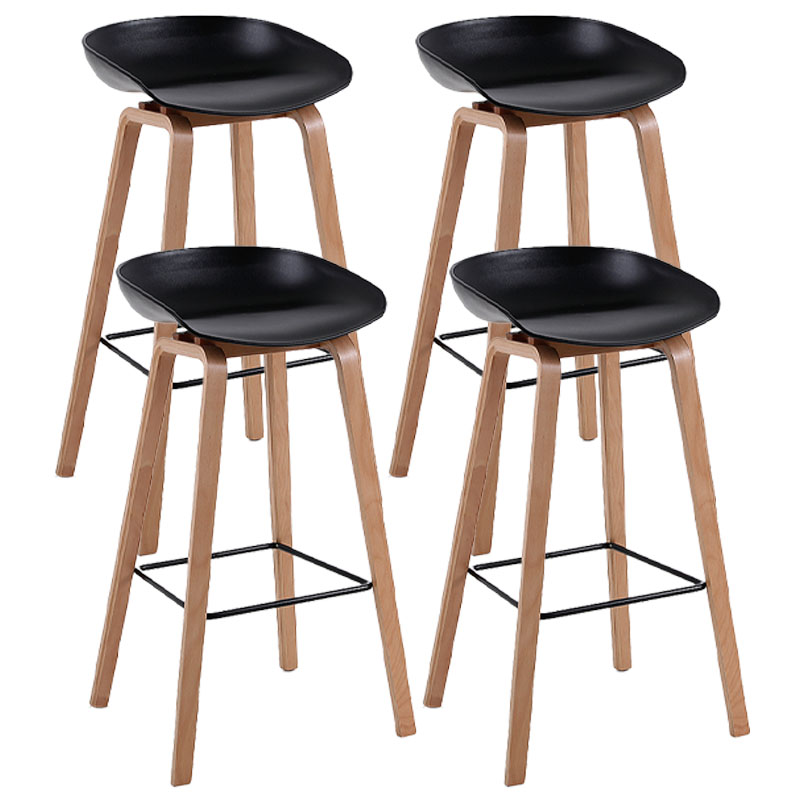 Scandinavia Style Bar-stool Wooden Legs PP Bucket Seat Barstool for Bar Kitchen Black 4 Piece Set Bar Stool(30"H) Clearhalo 'Bar Furniture' 'Bar Stools' 'bar_stools' 'furn' 'furn_bar_stools' 'furniture_bar_stools' 'Kitchen & Dining Furniture' 'kitchen&dining_furn' 'kitchen' 'kitchen_furn' Furniture' 4471852