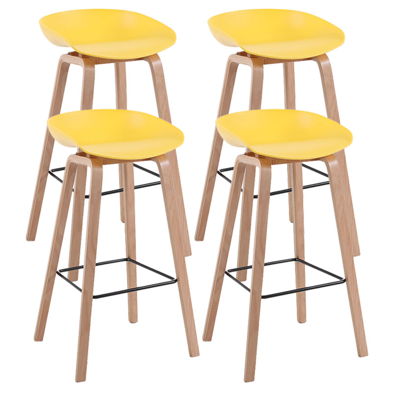 Scandinavia Style Bar-stool Wooden Legs PP Bucket Seat Barstool for Bar Kitchen Yellow 4 Piece Set Bar Stool(30"H) Clearhalo 'Bar Furniture' 'Bar Stools' 'bar_stools' 'furn' 'furn_bar_stools' 'furniture_bar_stools' 'Kitchen & Dining Furniture' 'kitchen&dining_furn' 'kitchen' 'kitchen_furn' Furniture' 4471853