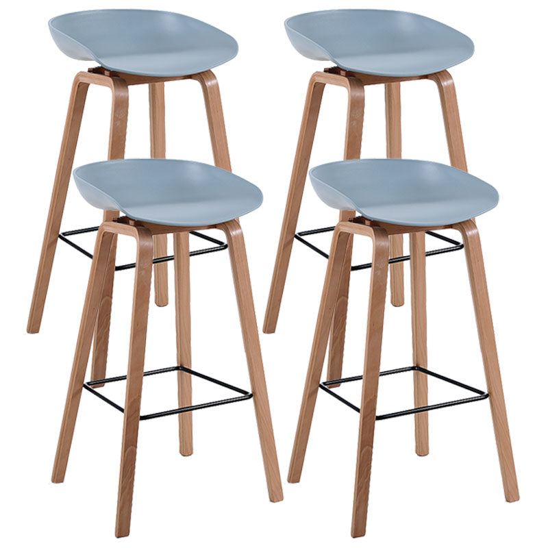 Scandinavia Style Bar-stool Wooden Legs PP Bucket Seat Barstool for Bar Kitchen Pewter 4 Piece Set Bar Stool(30"H) Clearhalo 'Bar Furniture' 'Bar Stools' 'bar_stools' 'furn' 'furn_bar_stools' 'furniture_bar_stools' 'Kitchen & Dining Furniture' 'kitchen&dining_furn' 'kitchen' 'kitchen_furn' Furniture' 4471856